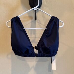 NWT Carmen Marc Valvo Womens Ruched Bikini Top. NAVY. LARGE